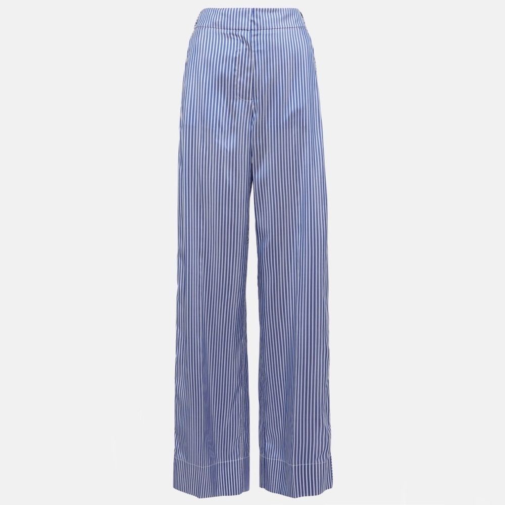 BURBERRY
Striped high-rise silk wide-leg pants

Waist 16.5”
Rise 13”
Inseam 34”